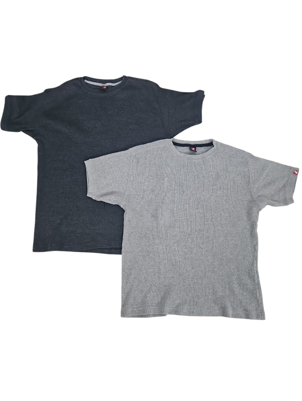 Ferruche Lot of 2 Ribbed Short Sleeve Shirts Size Large Heather And Charcoal